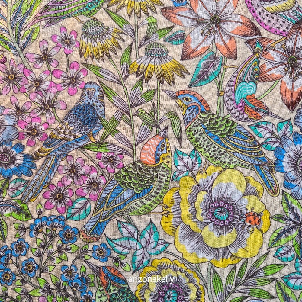 NWOT J. Jill Birds and Flowers Square Scarf - Picture 1 of 12
